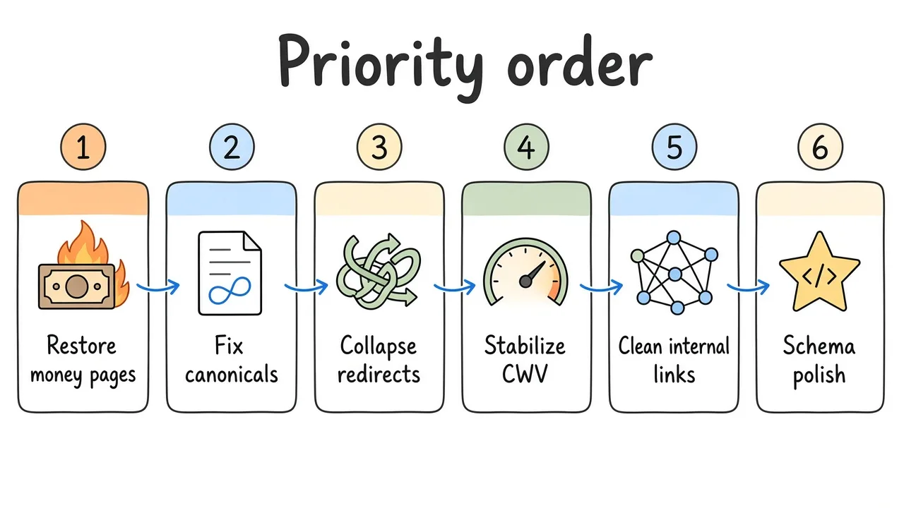 Priority order from restore money pages through schema polish