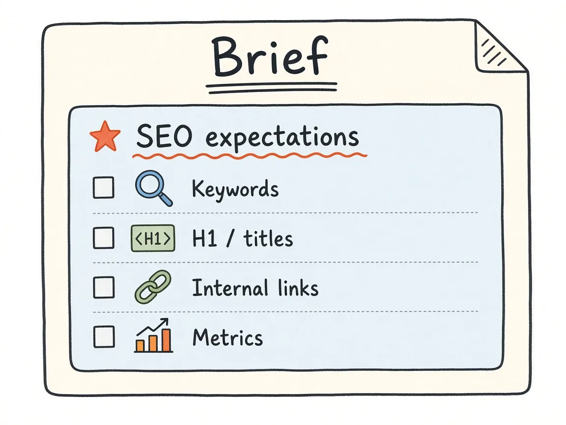 SEO expectations block for a marketing site brief