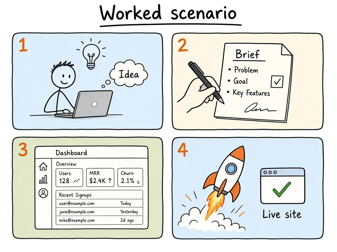 Worked scenario brief for a SaaS marketing site
